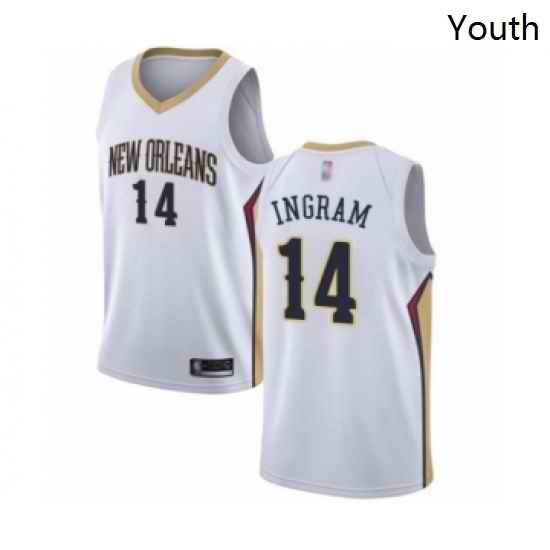 Youth New Orleans Pelicans 14 Brandon Ingram Swingman White Basketball Jersey Association Edition